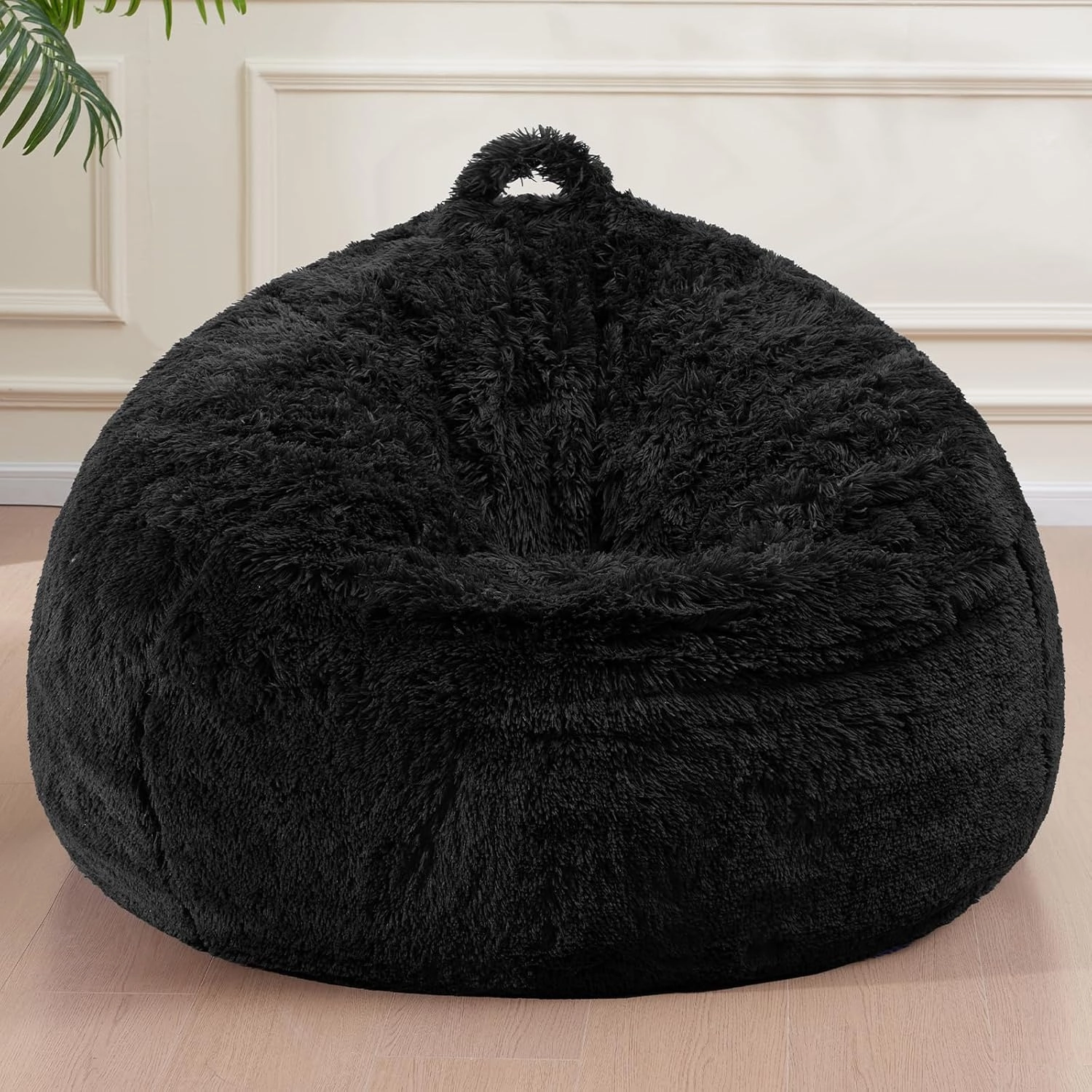 Bean Bag for Stuffed Animals Storage Covers Only, Furry Comfy Stuffy Reading Chair with Side Pocket Handle, Machine Washable Bing Bag chair Cover