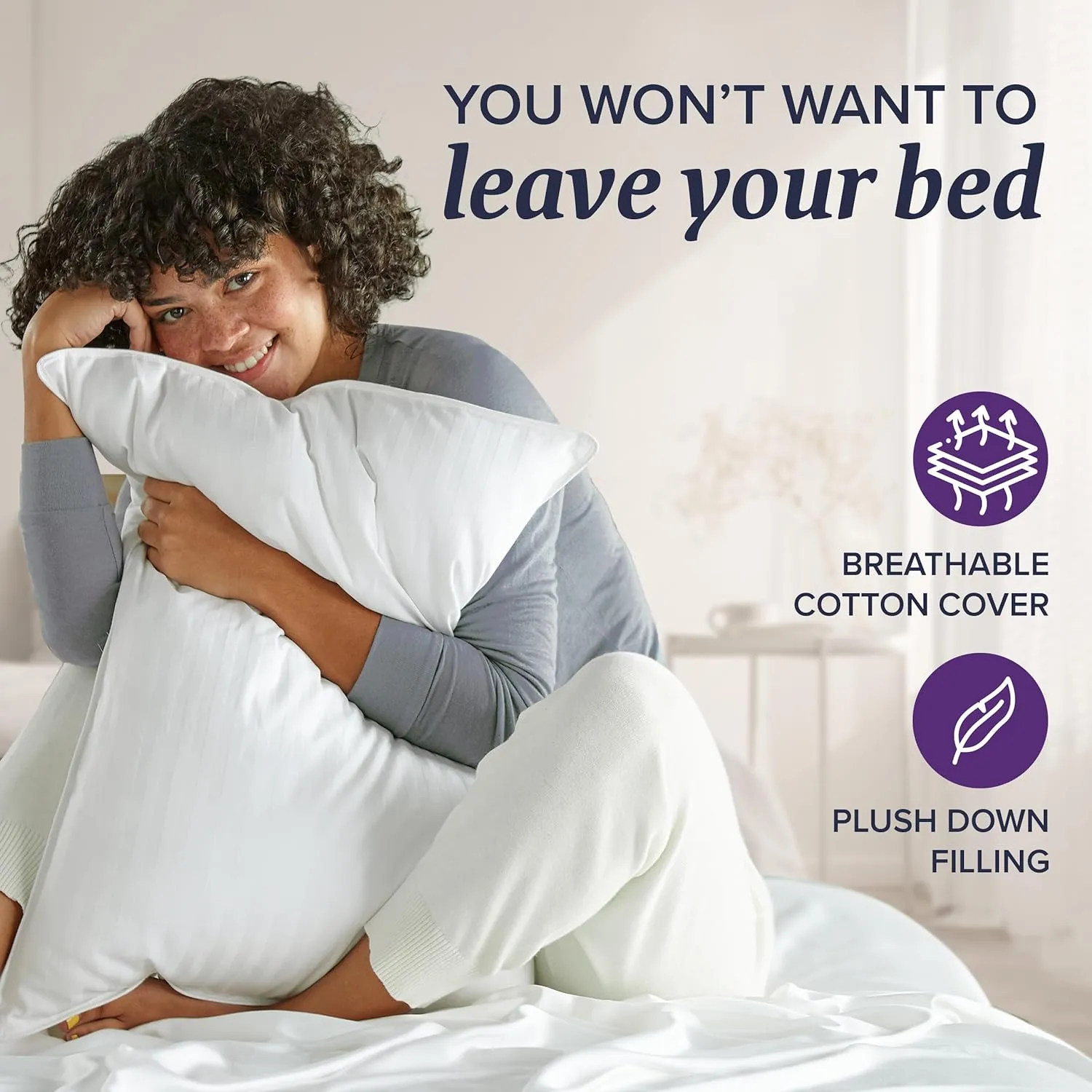 Beckham Hotel Collection Bed Pillows Queen/Standard Size Set of 2 - Down Pillow for Sleeping - Back, Stomach or Side Sleepers