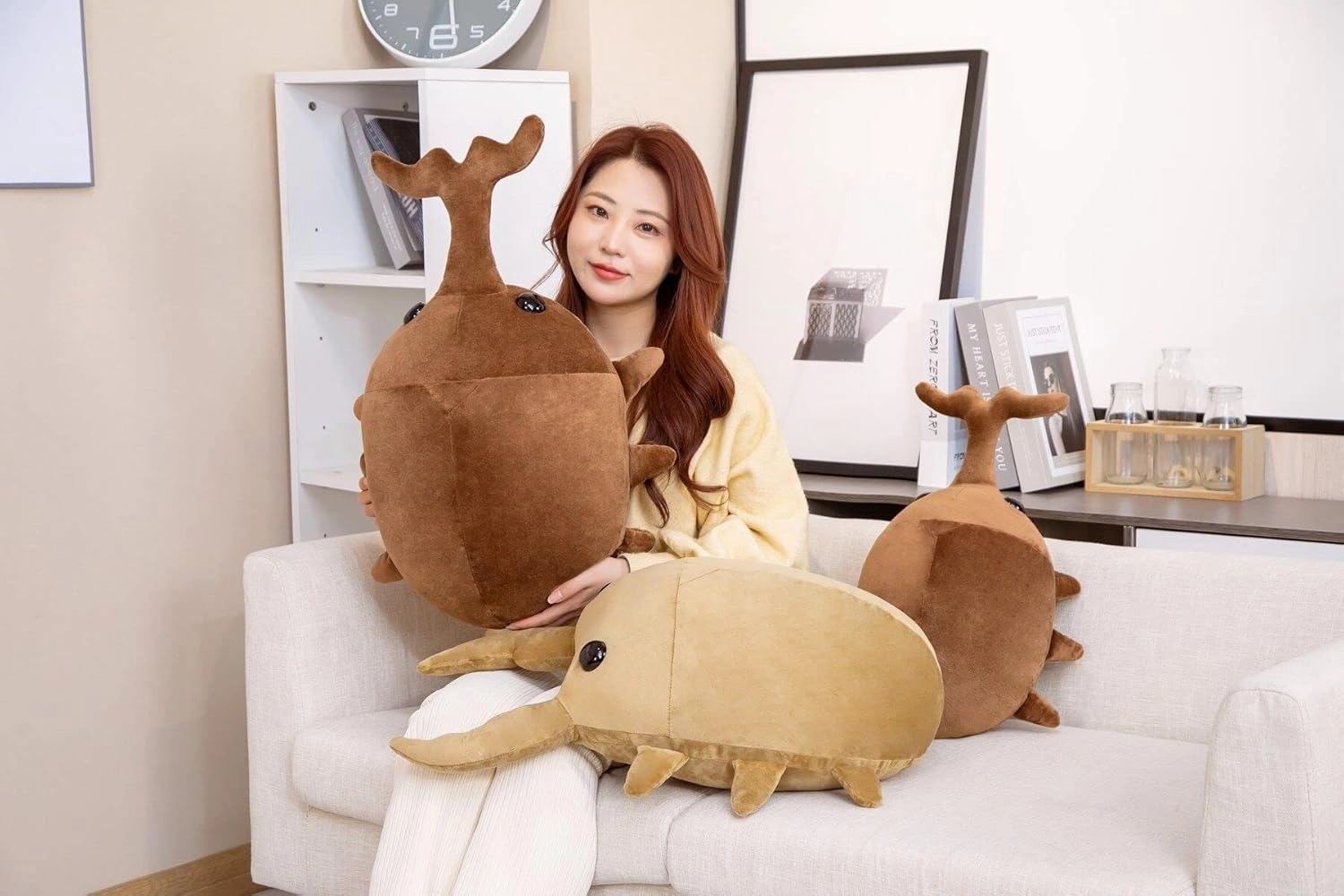 Beetle Plush Toy Pillow Doll Insect Stuffed Toy Children Girls Boys Baby (60CM, Brown)