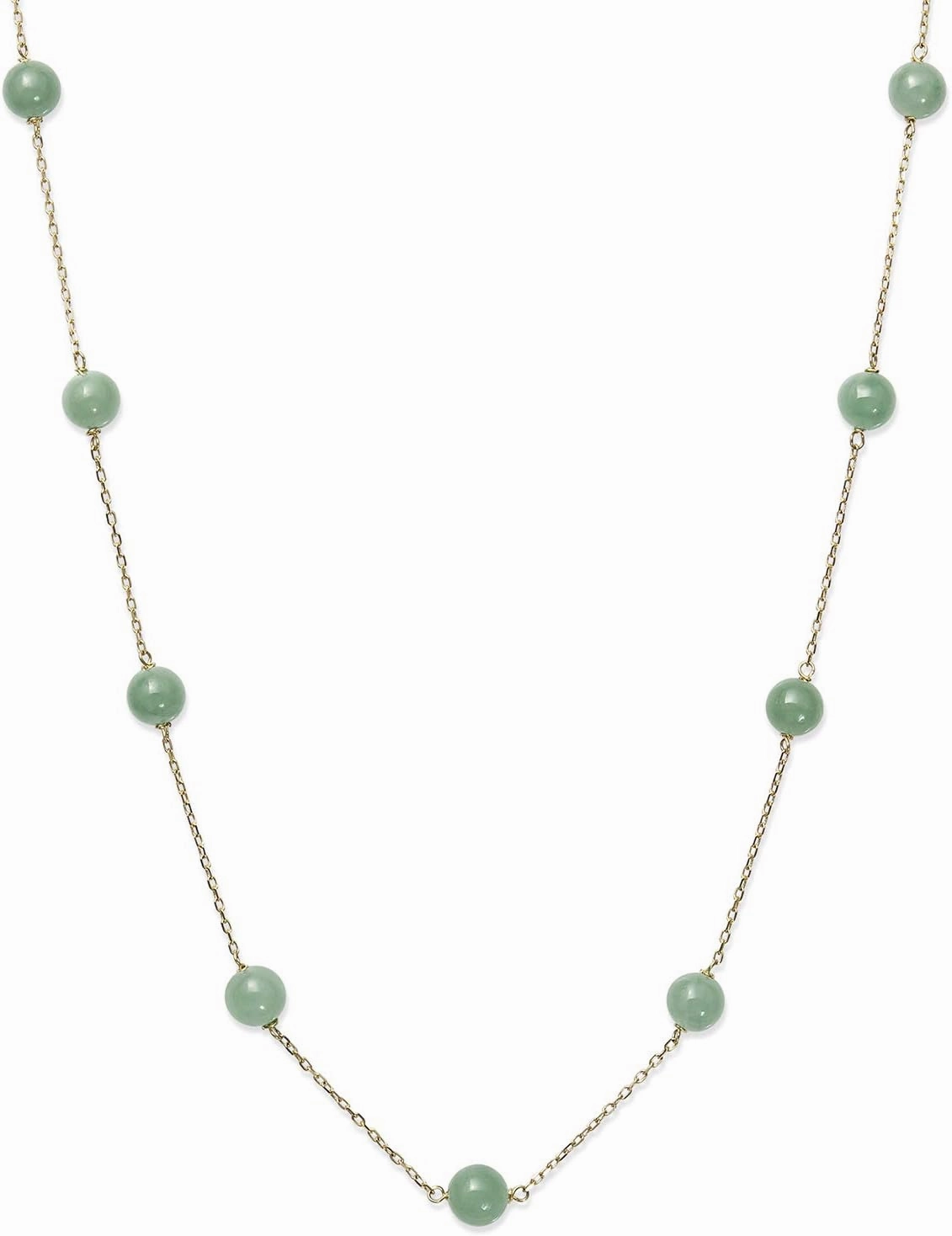 Belacqua Belacqua Natural Jade Delicate Beaded Station Necklace for Women | 14K Yellow Gold | Jewelry for Her | Gift Box Included