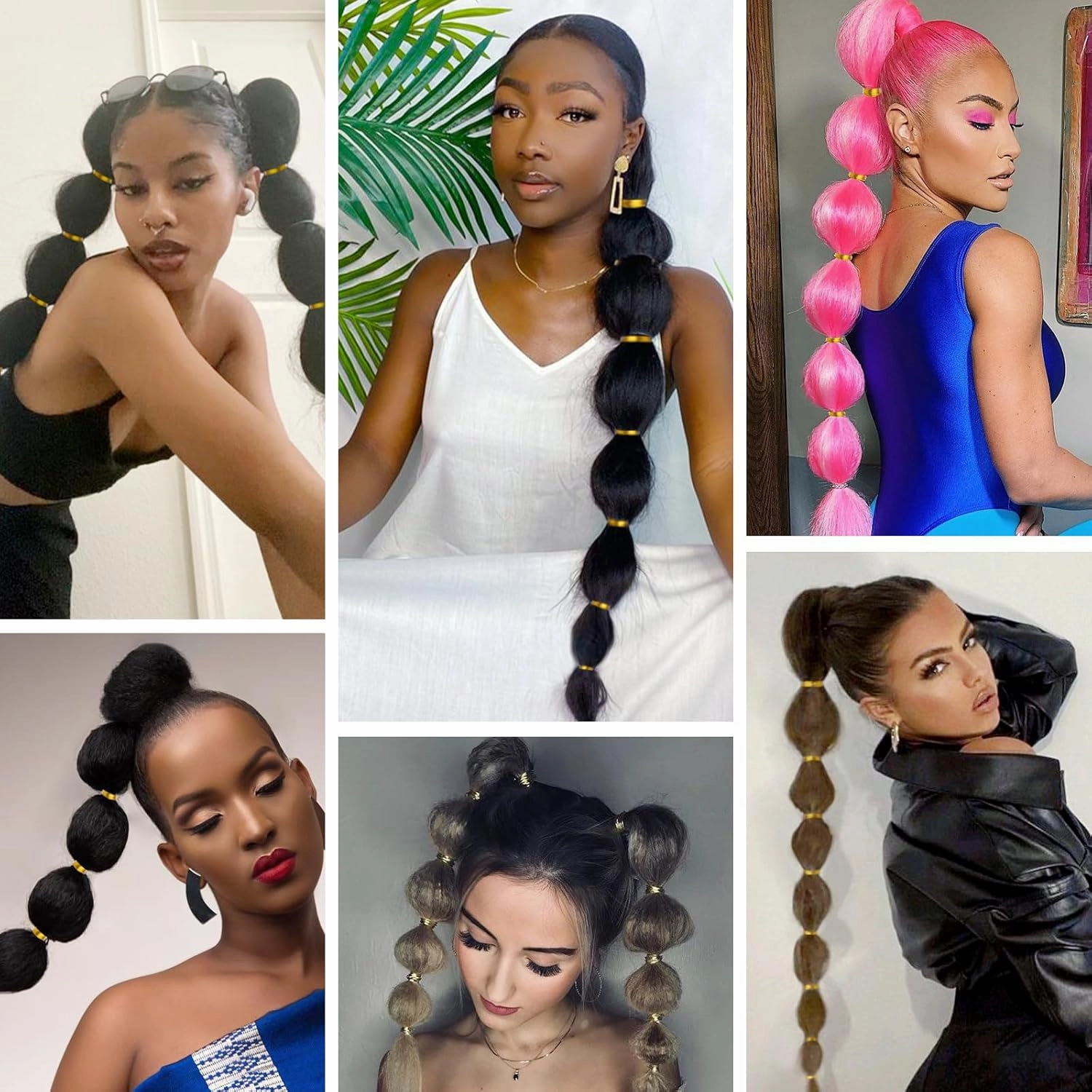 Benehair Bubble Afro Puff Extension - 34Inch Long Braided Ponytail, Straight Synthetic Hair, Lantern Ponytail Wrap Around, 120g/pc, 2pcs/pack
