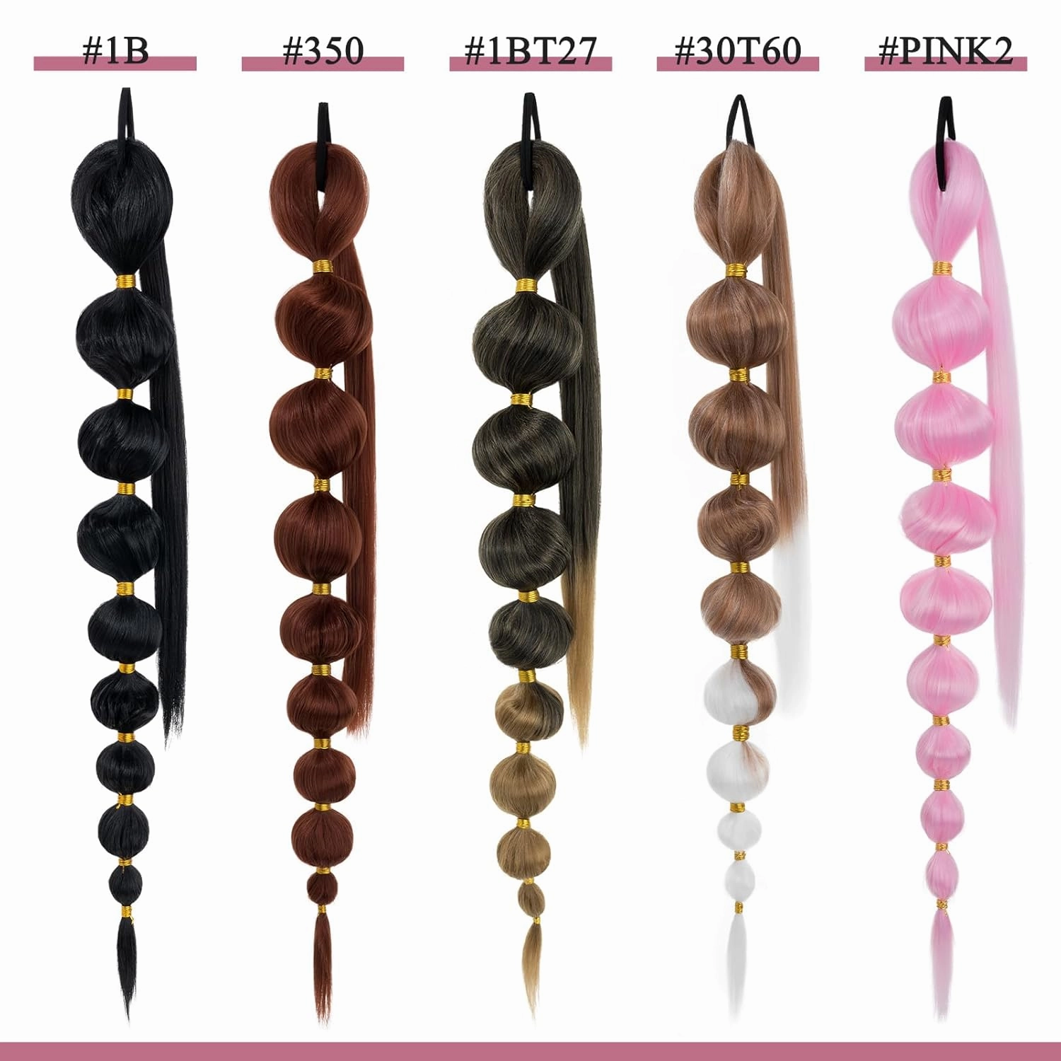 Benehair Bubble Afro Puff Extension - 34Inch Long Braided Ponytail, Straight Synthetic Hair, Lantern Ponytail Wrap Around, 120g/pc, 2pcs/pack
