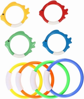 BESPORTBLE 8Pcs Diving Training Rings for Fun Swimming Pool for Enhancing Swimming Skills Lightweight and Random Colors for Summer Water Play