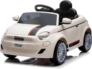 Best Ride On Cars Fiat 500 12v Battery DuoDrive KidPro Ride-On Car with Dual-Drive Mode, Manual and Remote Control, USB, Radio, Safety Belt, Kids' Electric Vehicles for Aged 3-6 Years Old, White