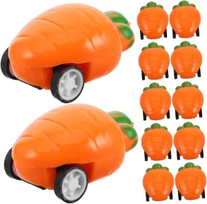 BESTonZON 50pcs Mini Pull Back Car Toys for Easter Party Favors Creative Carrot-Shaped Vehicles for Toddlers Compact Friction-Powered Fun Easter Goodie Bag Stuffers