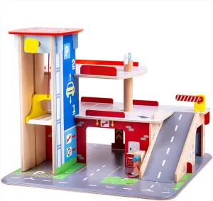 Bigjigs Toys Wooden Park & Play Garage Playset