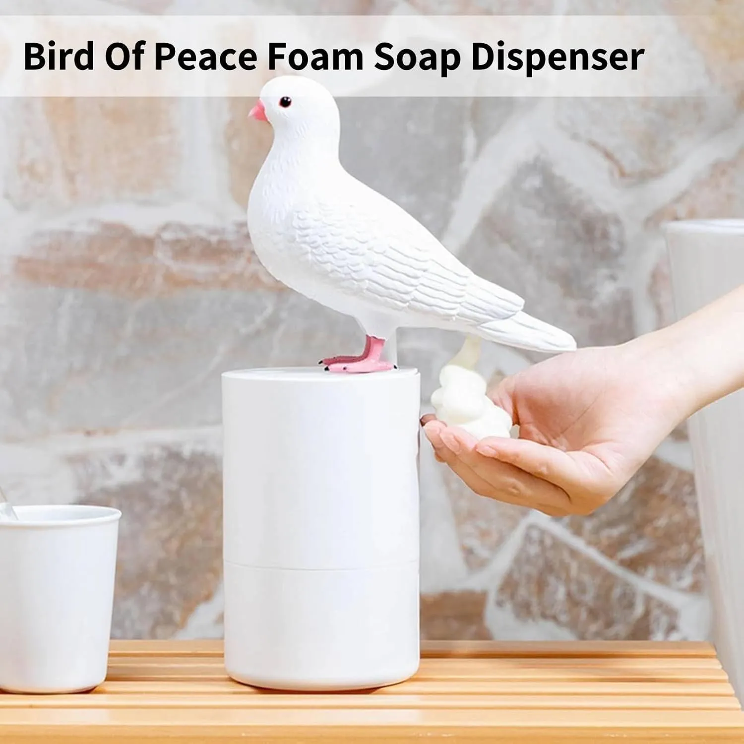 Bird of Peace Foam Soap Dispenser - Funny Pigeon Poop Induction Hand Washer Automatic Soap Dispenser for Kitchen & Bathroom (Gray)