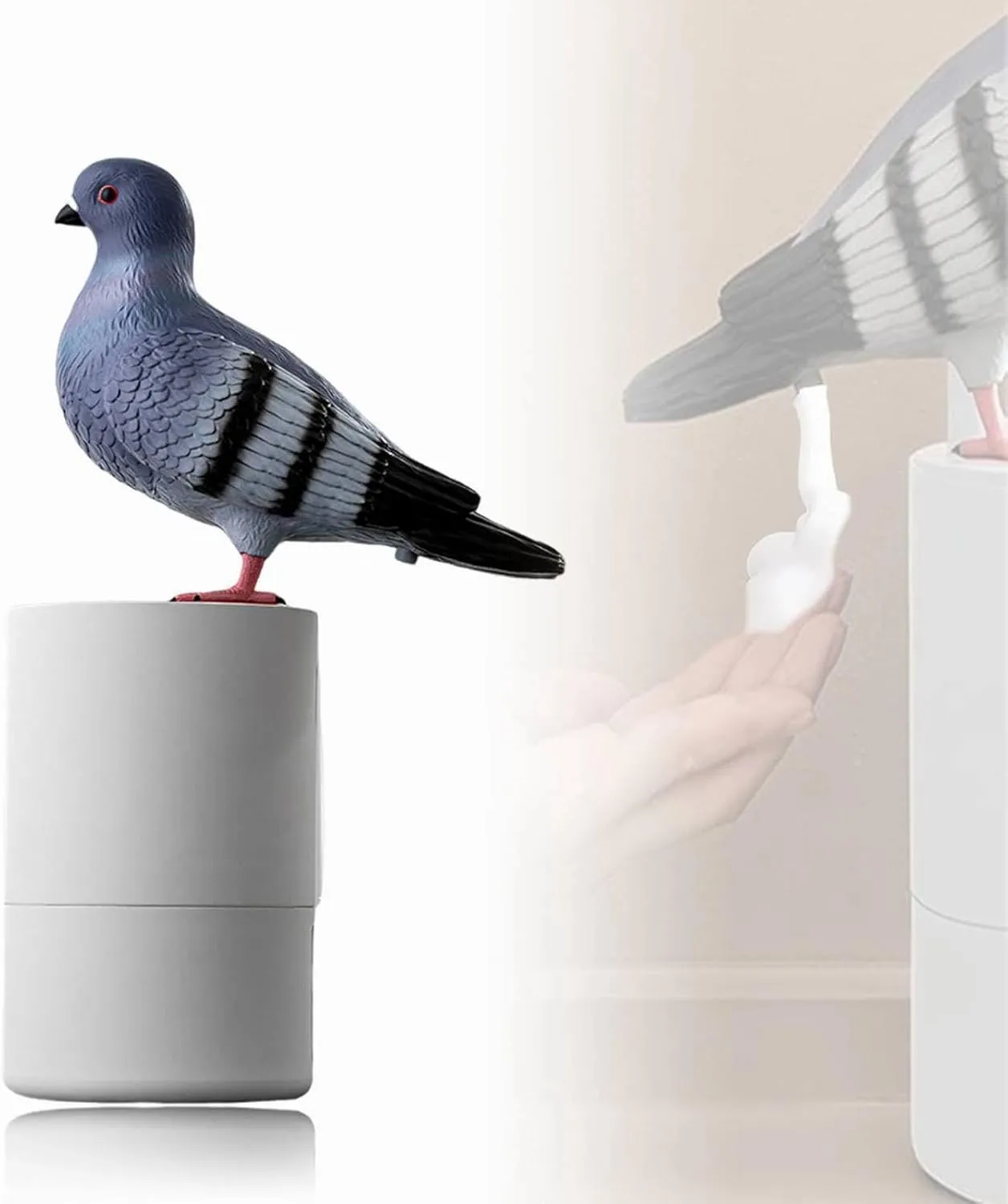 Bird of Peace Foam Soap Dispenser - Funny Pigeon Poop Induction Hand Washer Automatic Soap Dispenser for Kitchen & Bathroom (Gray)