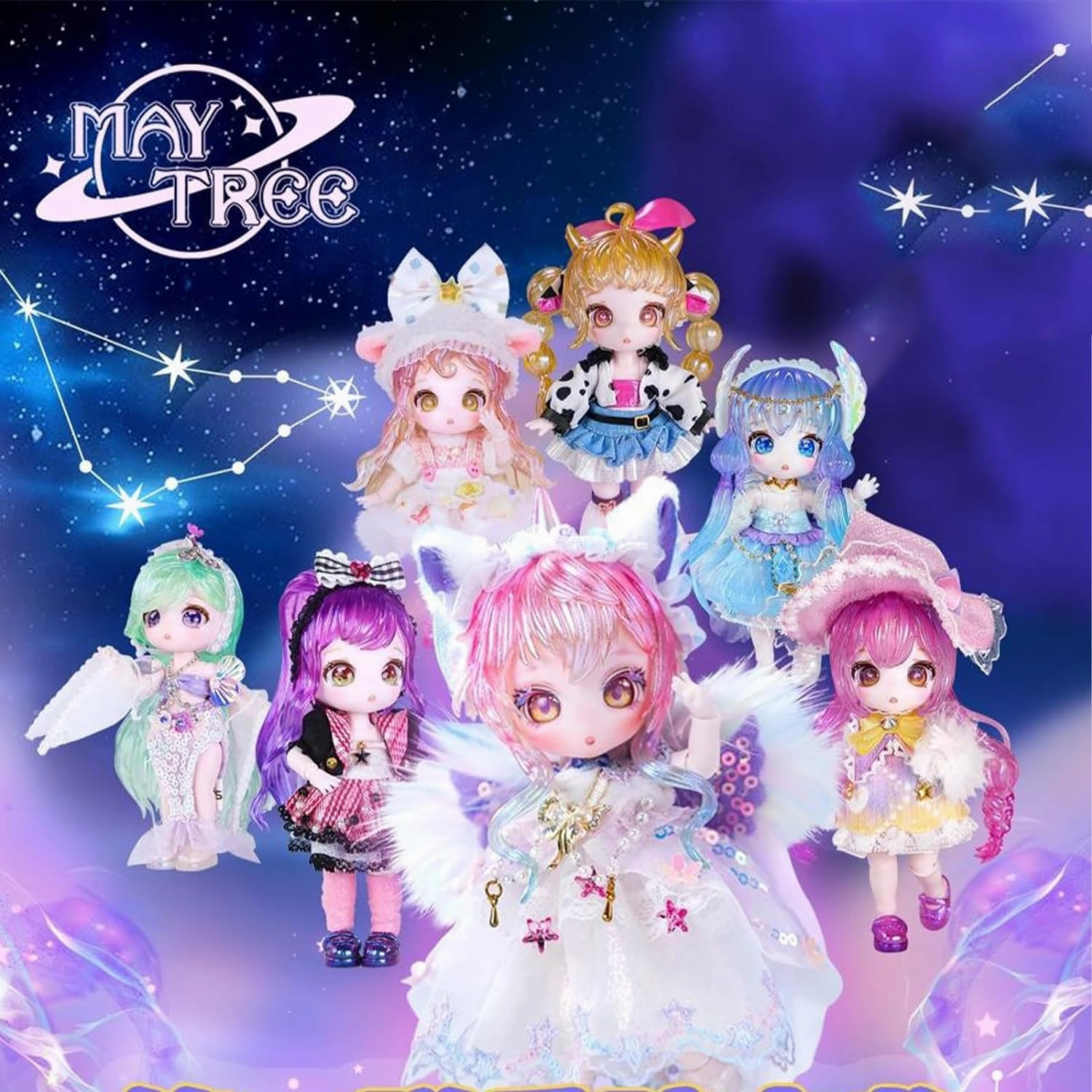 BJD Dolls Blind Box,Kawaii BJD Dolls MAYTREE Series-Twelve Constellations 1/12 Ball Jointed Doll Collectable Action Figure Posable Dress Up Doll for Girls Birthday Party Gift