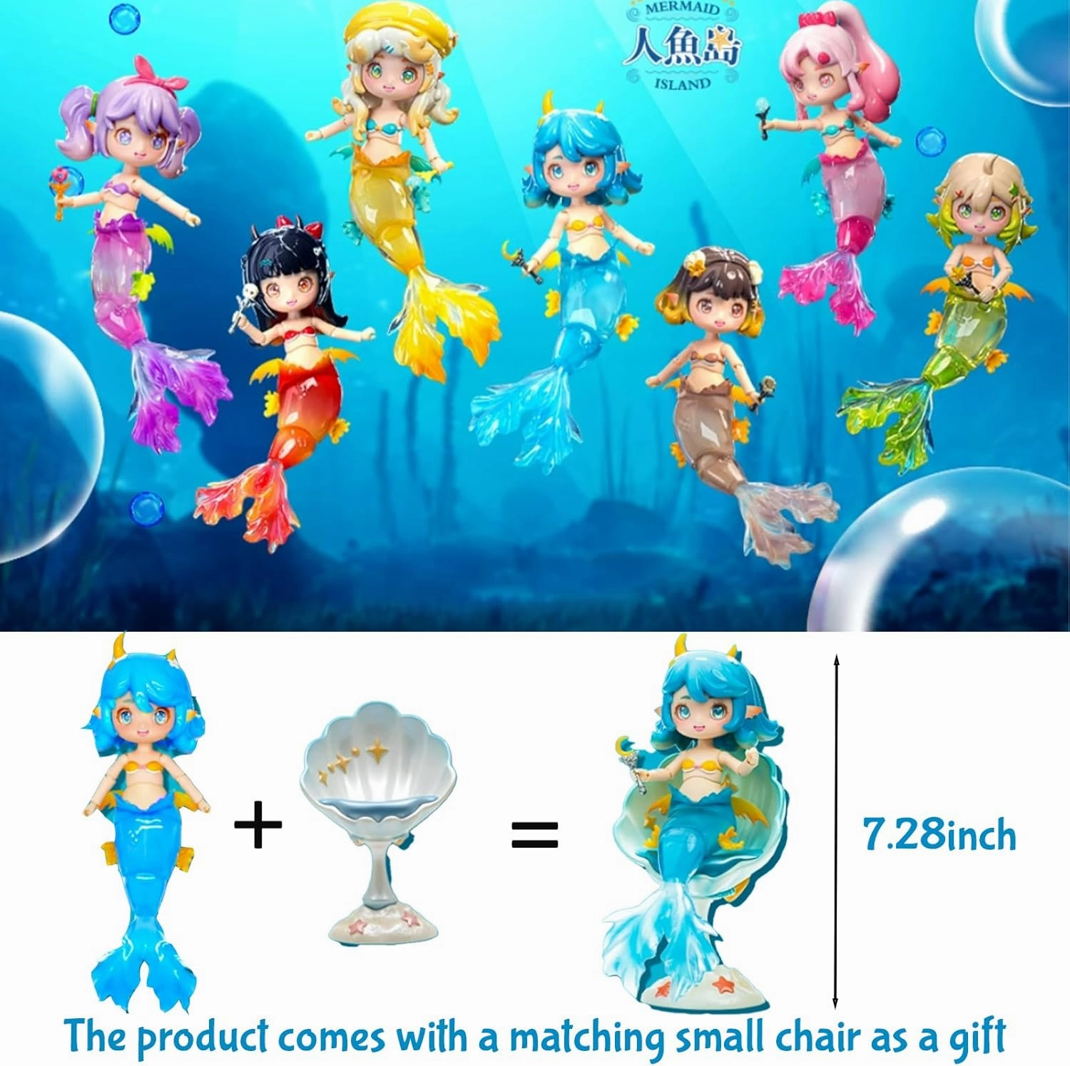 BJD Dolls Blind Box,Kawaii BJD Dolls Yunlai Mermaid Series Ball Jointed Doll Collectable Action Figure Posable Dress Up Doll for Girls Birthday Party Gift (Mermaid Island-1pack)
