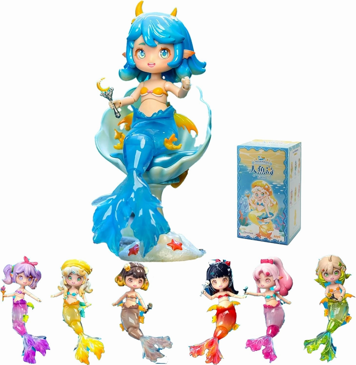 BJD Dolls Blind Box,Kawaii BJD Dolls Yunlai Mermaid Series Ball Jointed Doll Collectable Action Figure Posable Dress Up Doll for Girls Birthday Party Gift (Mermaid Island-1pack)