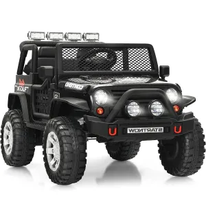 Black 12V Kids Ride on Truck Car with Parent Remote Control, Spring Suspension and LED Lights