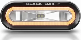 Black Oak Low Pro™ Waterproof Marine Spreader Lights – LED Deck or Dock Light Bar, 2000 Lumens, 120° Beam, IP69K, Bracket Mount (Black Housing, Amber Halo)