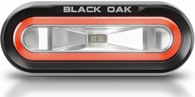 Black Oak Low Pro™ Waterproof Marine Spreader Lights – LED Deck or Dock Light Bar, 2000 Lumens, 120° Beam, IP69K, Bracket Mount (Black Housing, Red Halo)