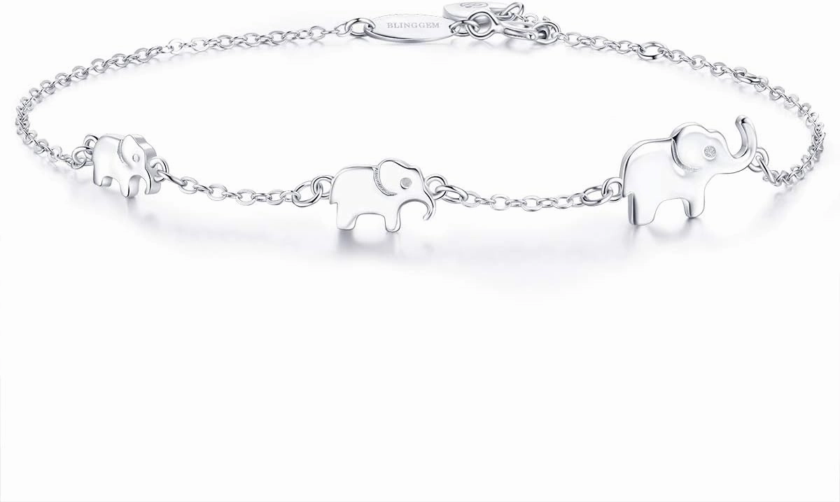 BlingGem Elephants Bracelet for Women 925 Sterling Silver Generations Bracelet for Grandmother Mother Daughter Bracelets Animal Jewelry Mothers'Day Birthday Gifts for Women Mom Wife Family