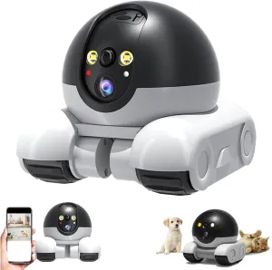Blinky Bot Camera, Blinky Bot Robot, Robot Camera On Wheels 1080p Dual Lens, Indoor Movable Security Cameras, Pet Cameras Robots, 360° View, App Control, for Pet/Elderly (4G)