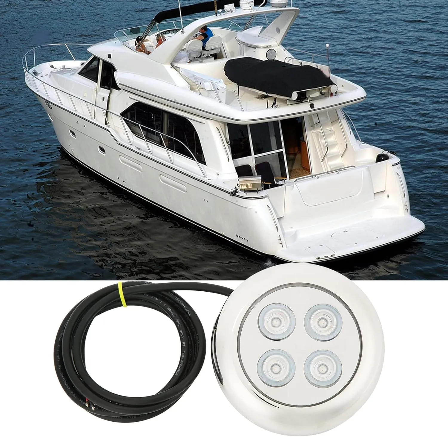 Boat Yacht Series Marine Underwater Light, 60° Angle IP68 Waterproof Seawater Interior Dome Lighting Swimming Pool Lamp, Boat Accessories Marine(Blue)