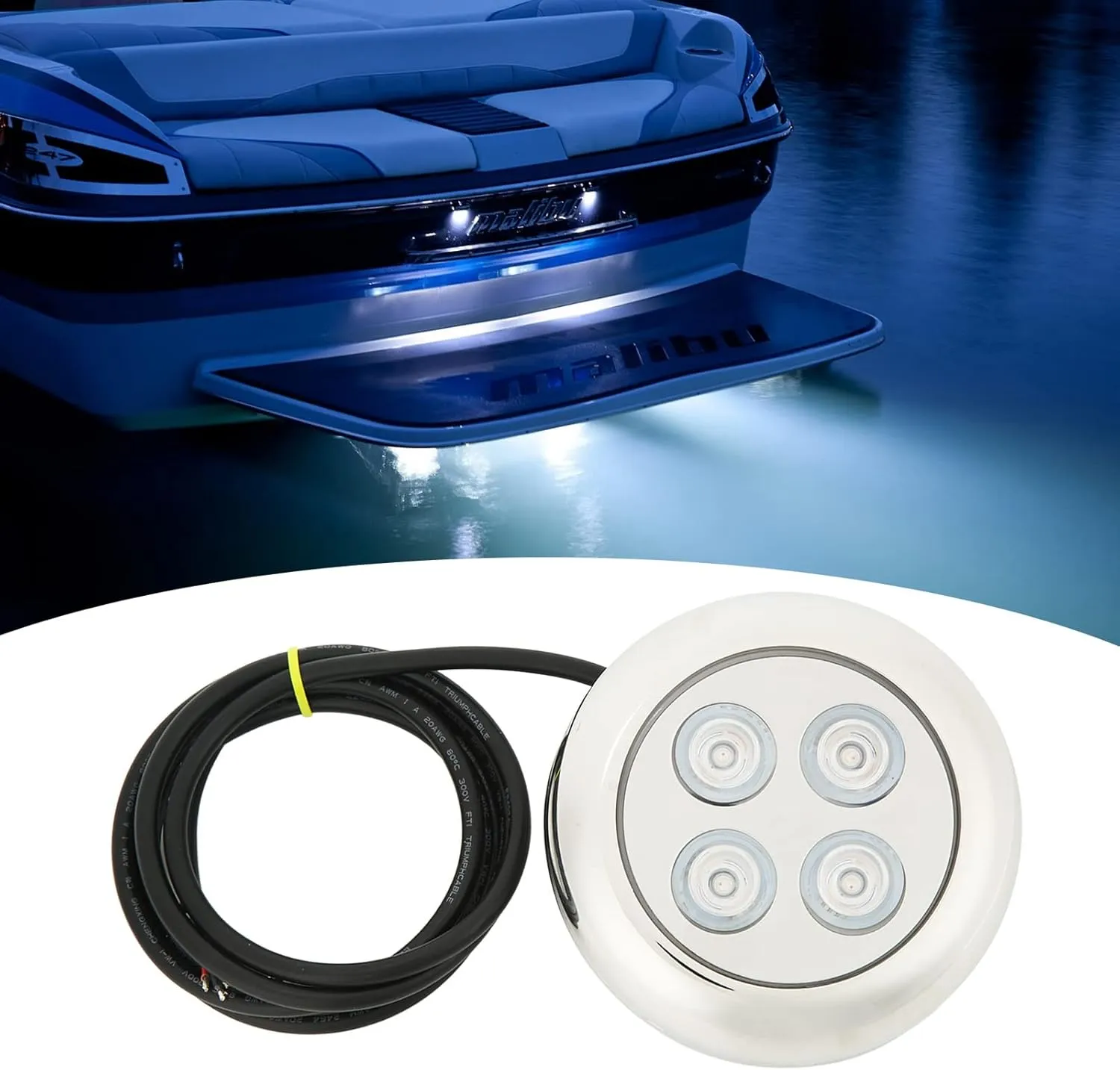 Boat Yacht Series Marine Underwater Light, 60° Angle IP68 Waterproof Seawater Interior Dome Lighting Swimming Pool Lamp, Boat Accessories Marine(Blue)
