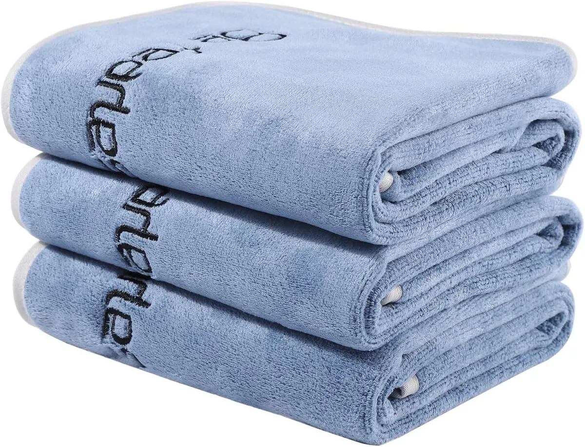 BOBOR Gym Towels Set, Microfiber Sports Towel for Men and Women, Super Soft and Quick-Drying 3-Pack Set Towel, for Tennis, Yoga, Cycling, Swimming (Blue 3 Pack, 14" x 29")