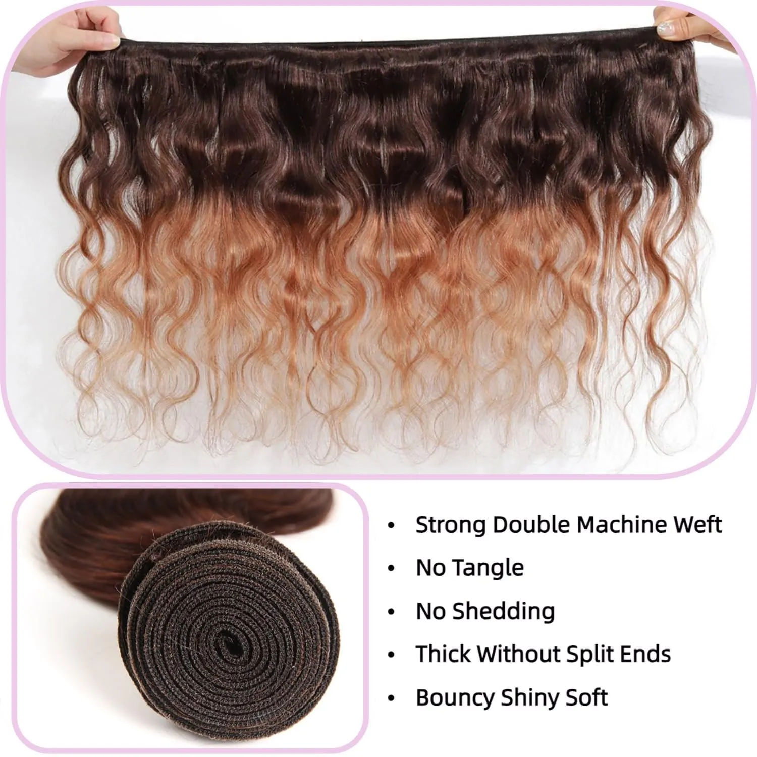 Body Wave Bundles 2 Tone Ombre Brazilian Virgin Human Hair 10A Body Wave 3 Bundles Hair Weave 100% Unprocessed Remy Virgin T4/30 Color Human Hair Extensions (24 26 28)