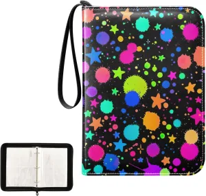 Bright Drops Paints Card Binder Holder, Zip up Binder 400 Cards Capacity for Sports Cards, Game Cards