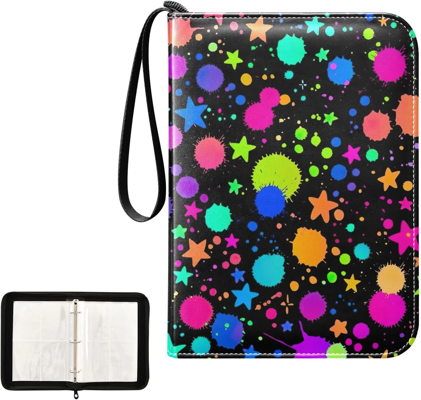 Bright Drops Paints Card Binder Holder, Zip up Binder 400 Cards Capacity for Sports Cards, Game Cards