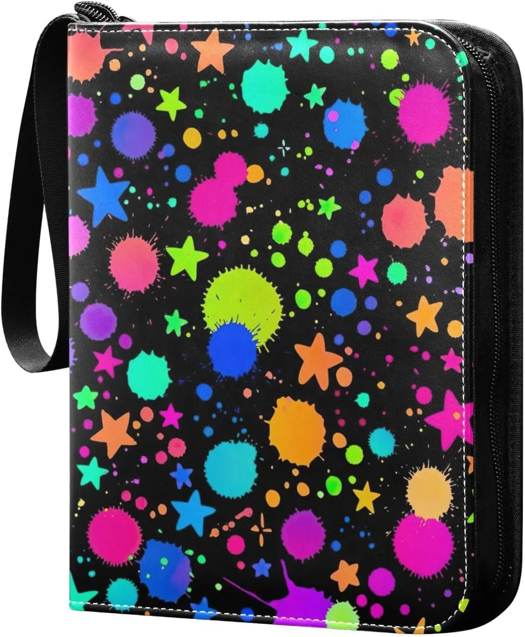 Bright Drops Paints Card Binder Holder, Zip up Binder 400 Cards Capacity for Sports Cards, Game Cards