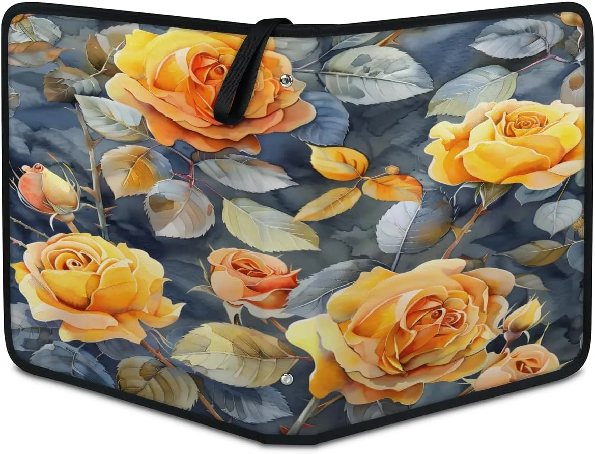 Bright Roses 3 Ring Trading Zipper Binder Strap, Trading Card Binder 4 Pocket, 400 Pockets Card Holder with 50 Removable Sleeves for Game Cards