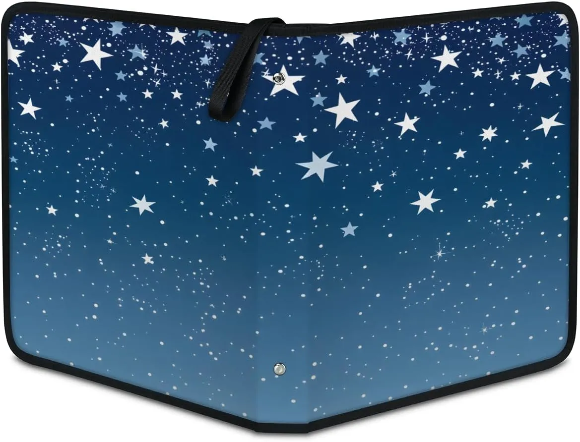 Bright Starry 3 Ring Trading Zipper Binder Strap, Trading Card Binder 4 Pocket, 400 Pockets Card Holder with 50 Removable Sleeves for Game Cards