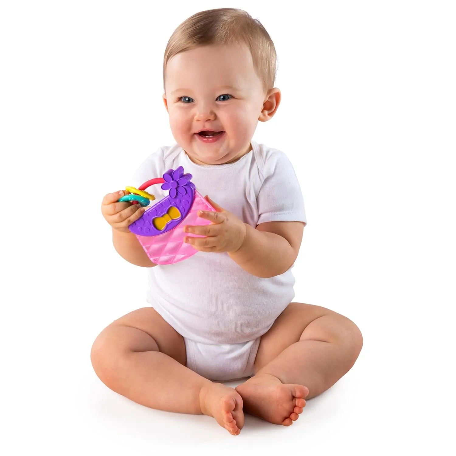 Bright Starts Everything Nice Teething Toys 9-Piece Set - BPA-Free Rattles and Chillable Teethers, Purple and Pink Baby Toys, 3 Months 