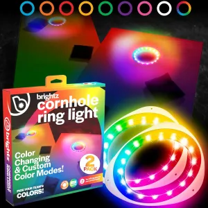 Brightz LED Cornhole Board Ring Lights, 2-Pack - 48-Hour Battery Life - Illuminate Your Game with Dazzling Glows and Ultimate Style for Non-Stop Evening Fun and Excitement (Includes Hole Lights Only)