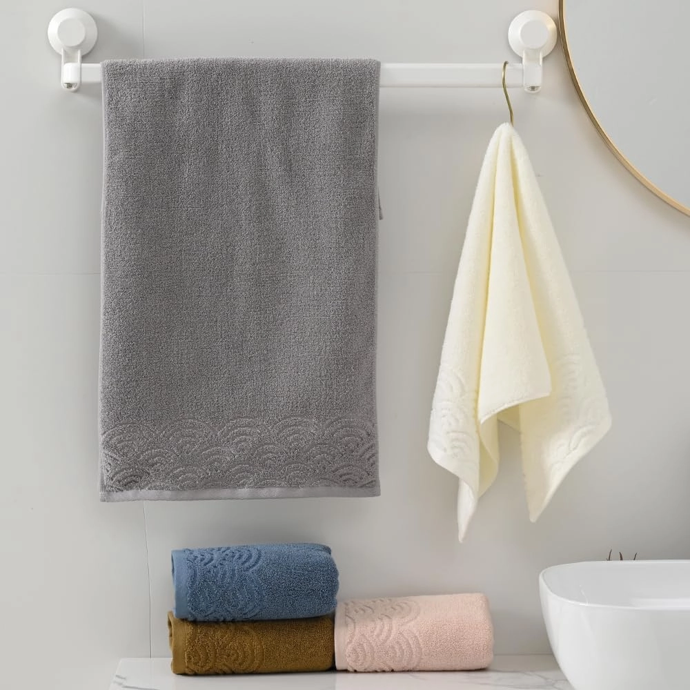 Brown Hand Towel Quick Dry 100% Cotton Ultra Soft Absorbent Rippled Textured Edge Hand Towel for Bathroom Home Decorative 13 X 29, 2 Pack