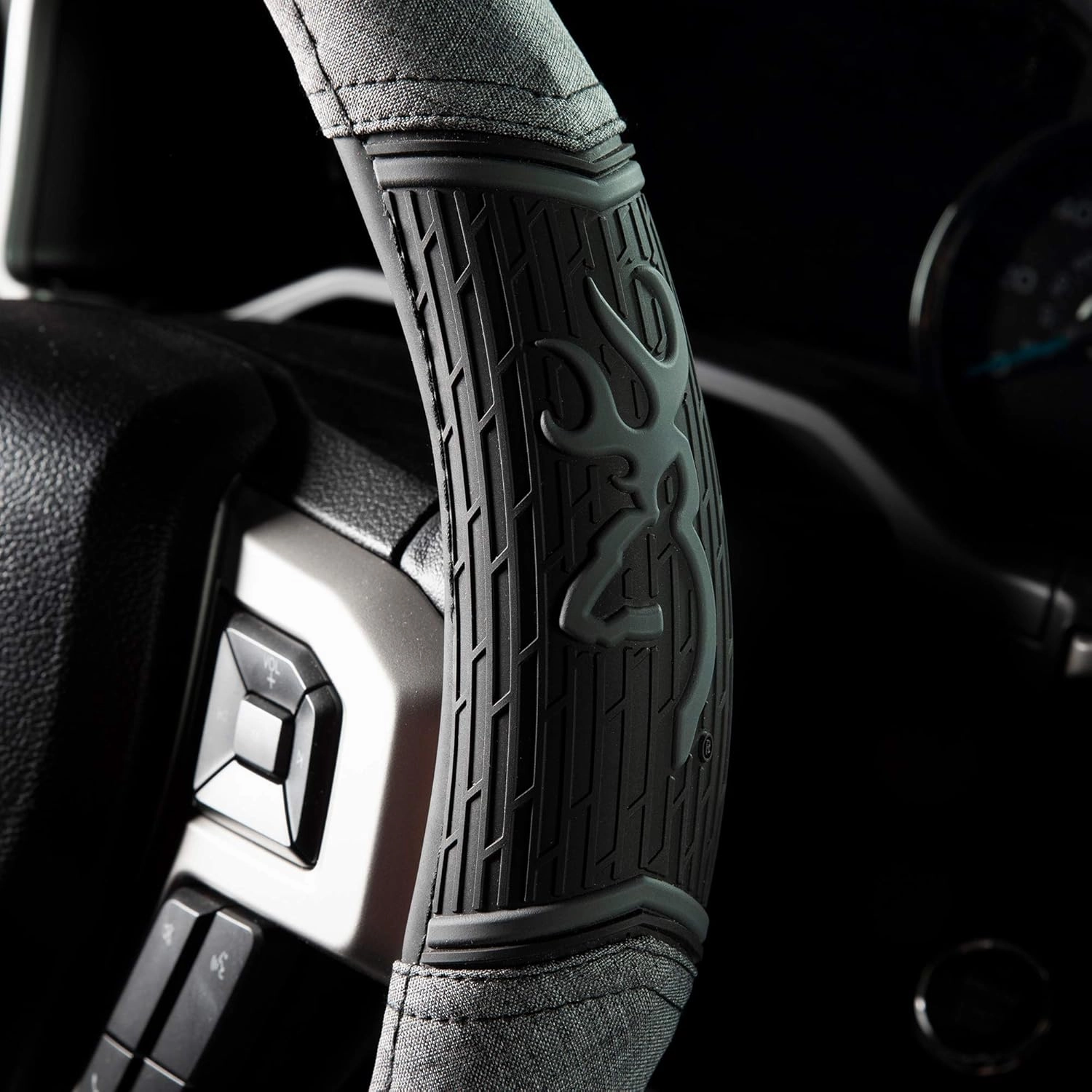 Browning Steering Wheel Covers for Car, Truck, and SUV, Durable Steering Wheel Cover Protection, Chevron (Heather Black)