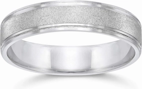 Brushed Wedding Band 5mm 10K White Gold