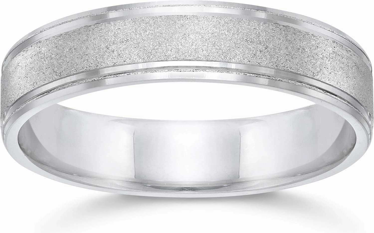Brushed Wedding Band 5mm 10K White Gold