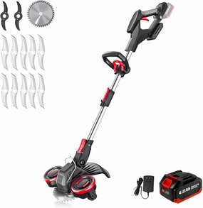 Brushless Weed Wacker Cordless, Battery Powered Weed Wacker wtih Blade, 3-in-1 Brush Cutter & Edger & Mini-Mower with 4.0Ah Battery and Charger, 45 Mins, K&GO Force