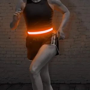BSEEN LED Running Waist Belt - USB Rechargeable Reflective Glowing LED Waistband, Flashing Safety Light Belt for Runners, Joggers, Walkers, Pet Owners, Cyclists