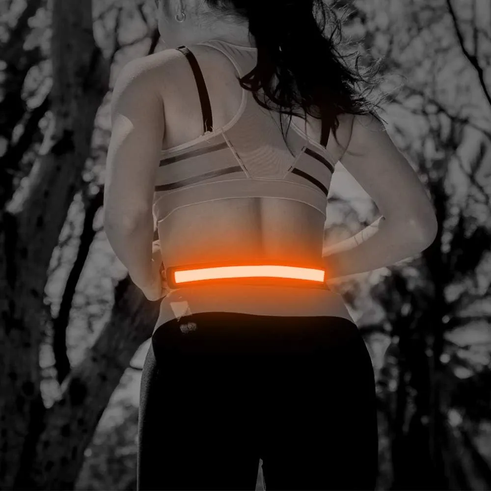 BSEEN LED Running Waist Belt - USB Rechargeable Reflective Glowing LED Waistband, Flashing Safety Light Belt for Runners, Joggers, Walkers, Pet Owners, Cyclists