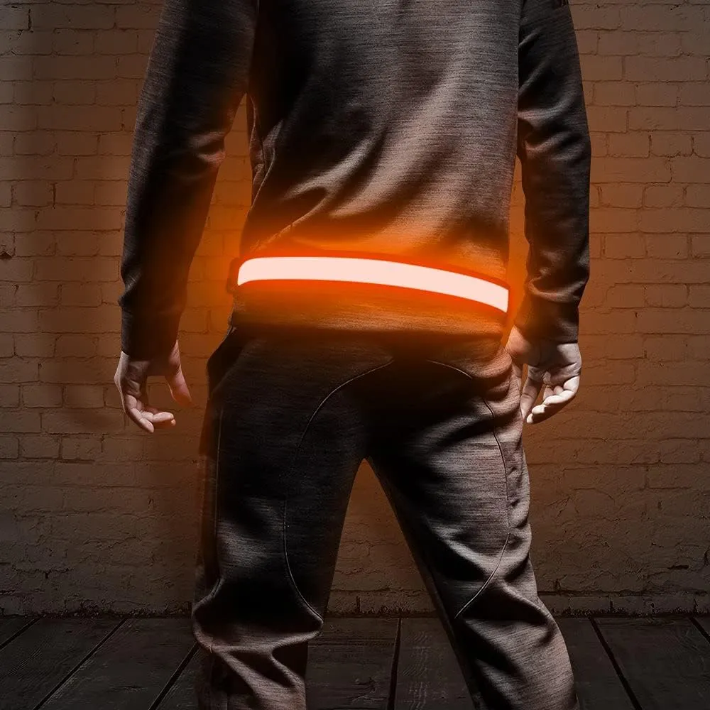 BSEEN LED Running Waist Belt - USB Rechargeable Reflective Glowing LED Waistband, Flashing Safety Light Belt for Runners, Joggers, Walkers, Pet Owners, Cyclists