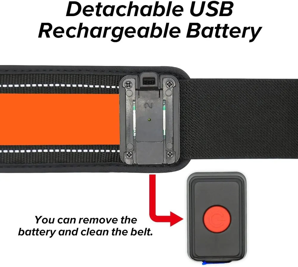 BSEEN LED Running Waist Belt - USB Rechargeable Reflective Glowing LED Waistband, Flashing Safety Light Belt for Runners, Joggers, Walkers, Pet Owners, Cyclists