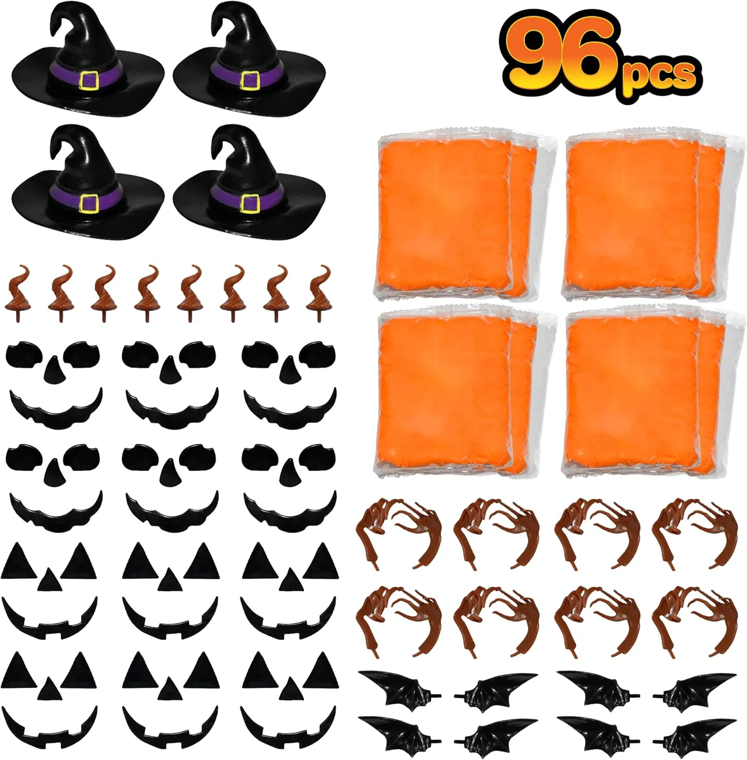 Build Buddiez Jack-O-Lantern Craft Kit 12pc Party Pack – Build, Play & Display 12 Air-Dry Clay Jack-O-Lanterns for Halloween & Fall, Great for Birthday Parties, Trick or Treating, for Kids 5 