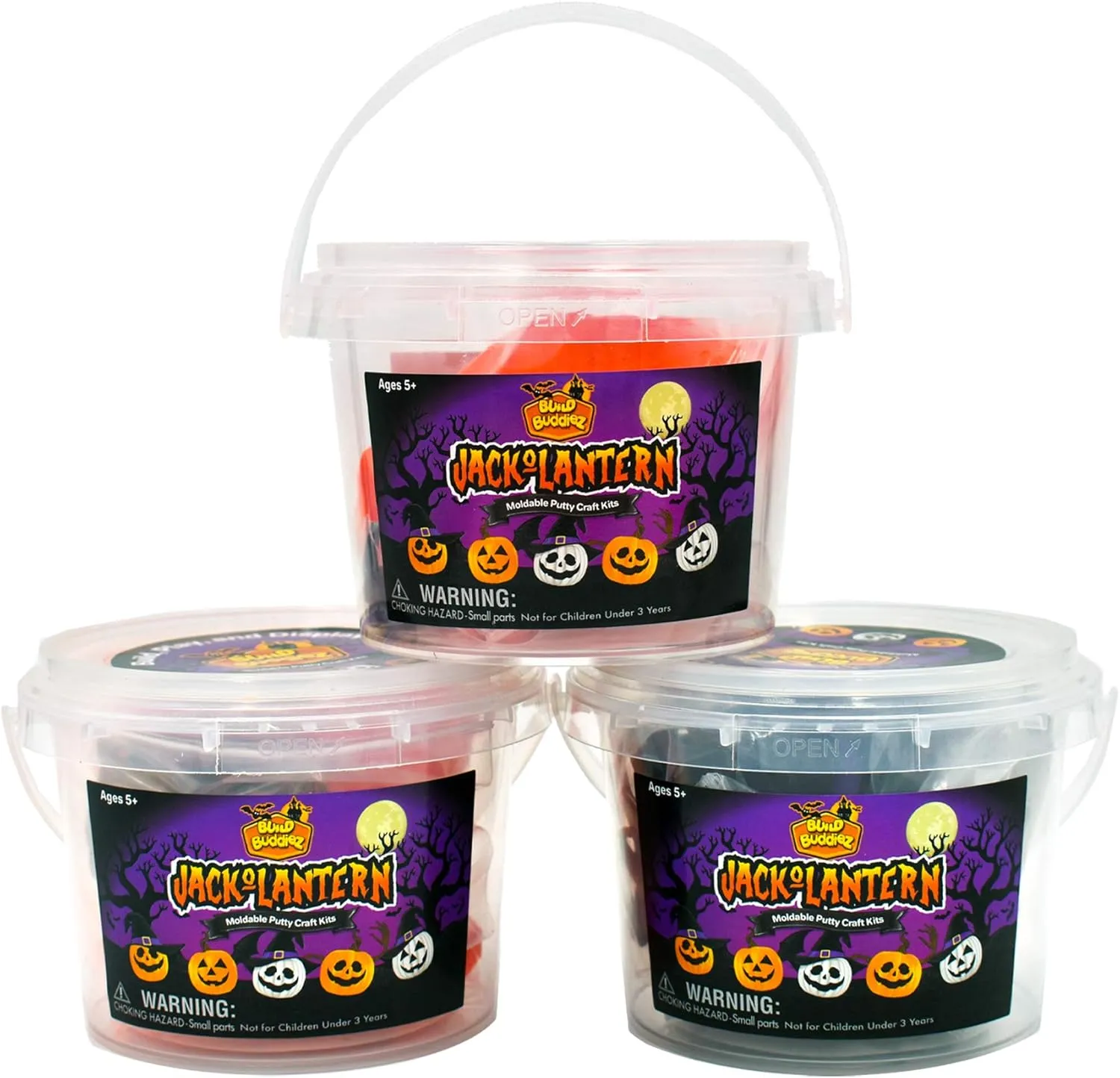 Build Buddiez Jack-O-Lantern Craft Kit 12pc Party Pack – Build, Play & Display 12 Air-Dry Clay Jack-O-Lanterns for Halloween & Fall, Great for Birthday Parties, Trick or Treating, for Kids 5 