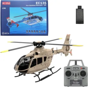 C123 EC135 RC Helicopter with Gyro Stabilized, 1/36 Scale 6CH Single-Rotor RC Helicopter with Altitude Hold & Optical Flow Positioning - RTF