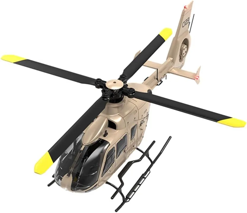 C123 EC135 Remote Control Helicopter, 2.4GHz 6CH Single Blade No Aileron RC Helicopter, One-Key Takeoff Landing, Gift for Adults Hobbyist (Champagne Gold/1 Battery)