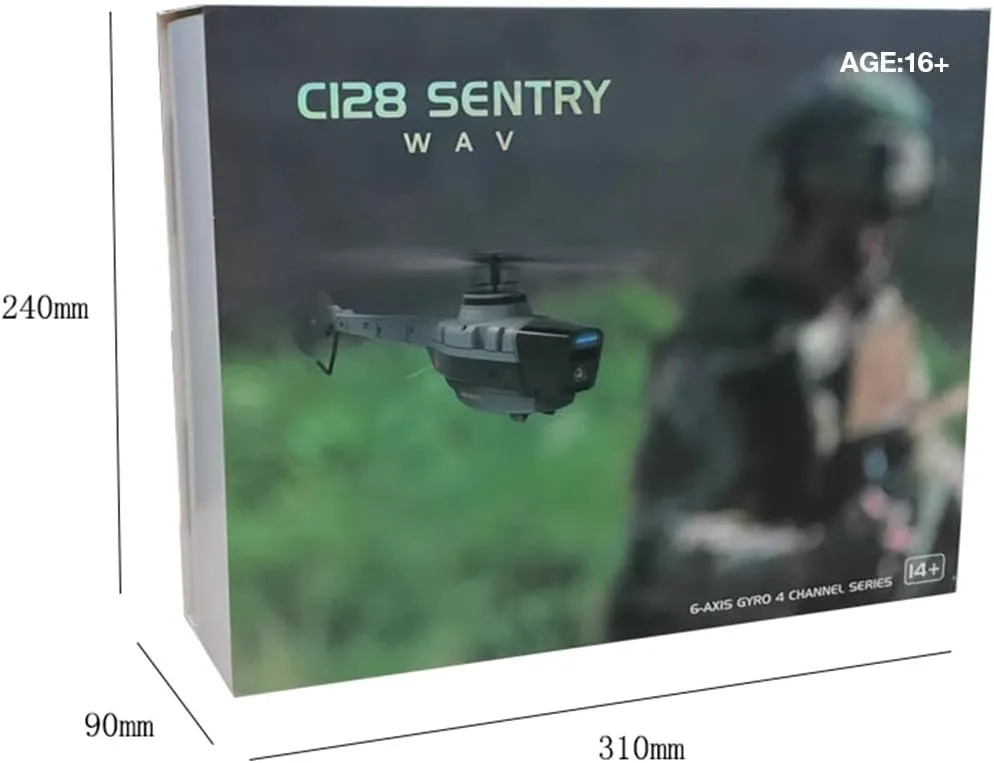C128 Scout RC Helicopter with 1080P Camera – 2.4GHz 4CH AI-Controlled Remote Control Helicopter with 6-Axis Gyro, Optical Flow & Altitude Hold (RTF, 4 Batteries)