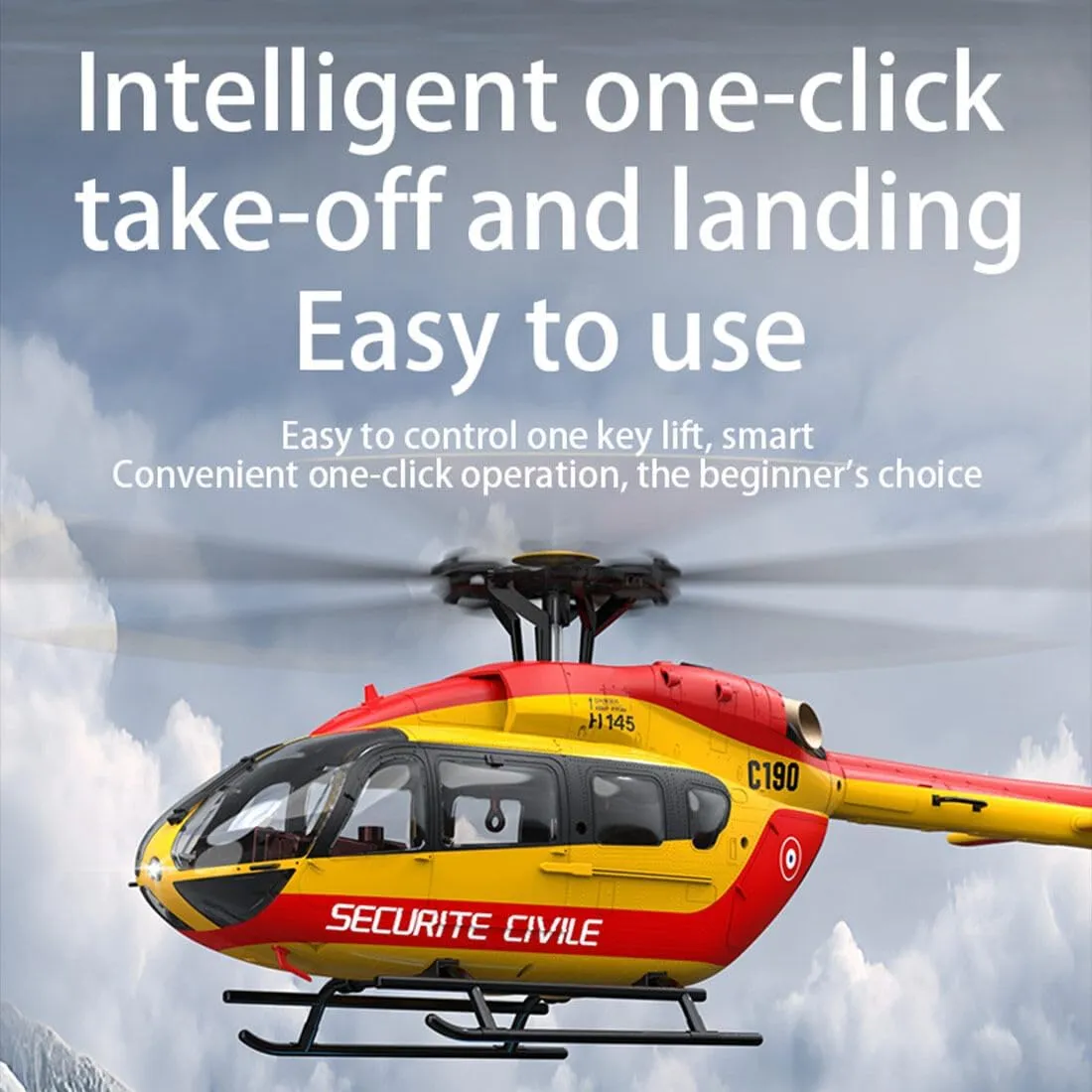 C190 H145 RC Helicopter for Adults, 1/30 Scale 2.4G 6CH Single Rotor RC Helicopter with Altitude Hold 6G Gyro & Dual Brushless Motor - RTF