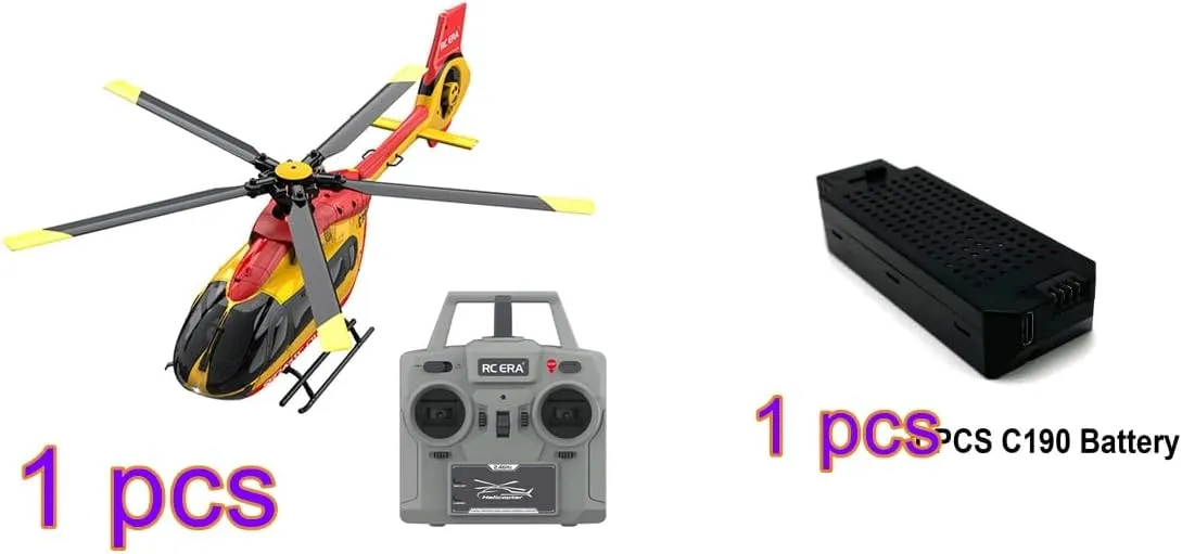 C190 H145 RC Helicopter for Adults, 1/30 Scale 2.4G 6CH Single Rotor RC Helicopter with Altitude Hold 6G Gyro & Dual Brushless Motor - RTF