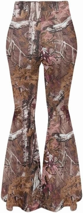 Camo Flared Leggings for High Waist Tummy Control, Women's Yoga Pants, Female Soft Lounge Pants for Sports Gym