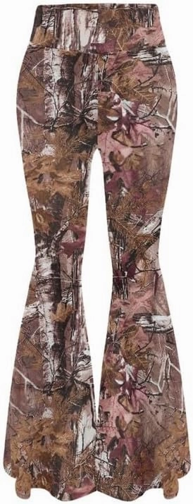 Camo Flared Leggings for High Waist Tummy Control, Women's Yoga Pants, Female Soft Lounge Pants for Sports Gym