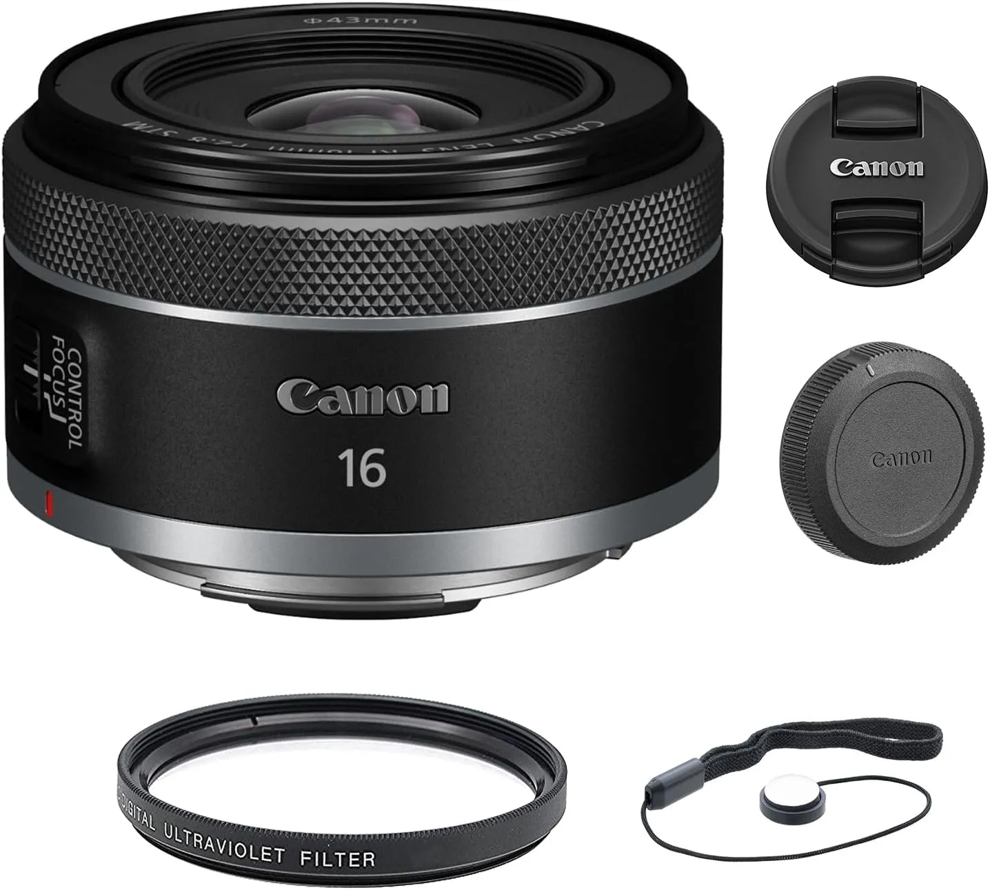 Canon RF 16mm f/2.8 STM Lens with UV Filter & Lens Cap Keeper (3 Items)